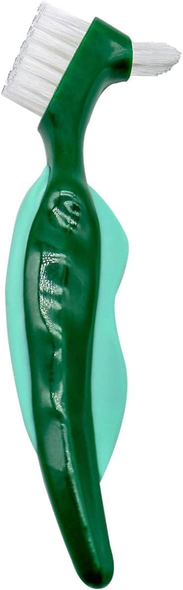 Uouovo Premium Hard Denture Brush Toothbrush for False Teeth, Multi-Layered Bristles & Portable Denture Double Sided Brush, Denture Care (Pack of 4)