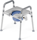 Bedside Commode Chair with Bucket for Seniors, Bedside Toilet Chair | Aluminum, Padded Armrests & Seat, Adjustable Height & Width, Portable Commode for Elderly, Disabled, Pregnant, 400 lb, Gray
