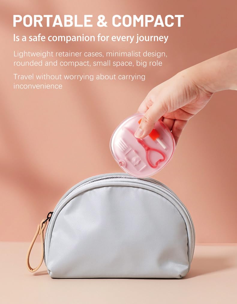 Aligner remover tool, With a Retainer Case with mirror and 2 Aligner Chewies, used for oral care removal and Storage, Compatible with Invisalign(Pink)