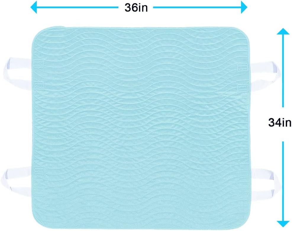 2 Pack Bed Pads for Incontinence Positioning Bed Pad with Handles for Lift and Transfer Reusable Waterproof Bed Pads Washable Incontinence Bed Pads for Elderly Hospital Home Care 36” × 34”