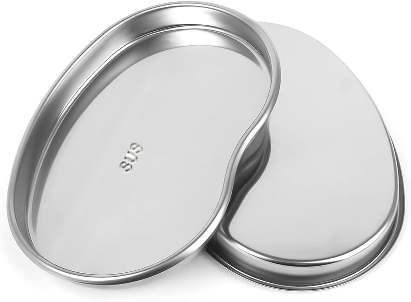 Dental Tray - 2 Pack Kidney Trays Stainless Steel Tray Medium Emesis Basin Reusable Metal Kidney Dish for Dental Piercing Lab Instrument Kitchen Pet Bathroom Tools (2pcs)