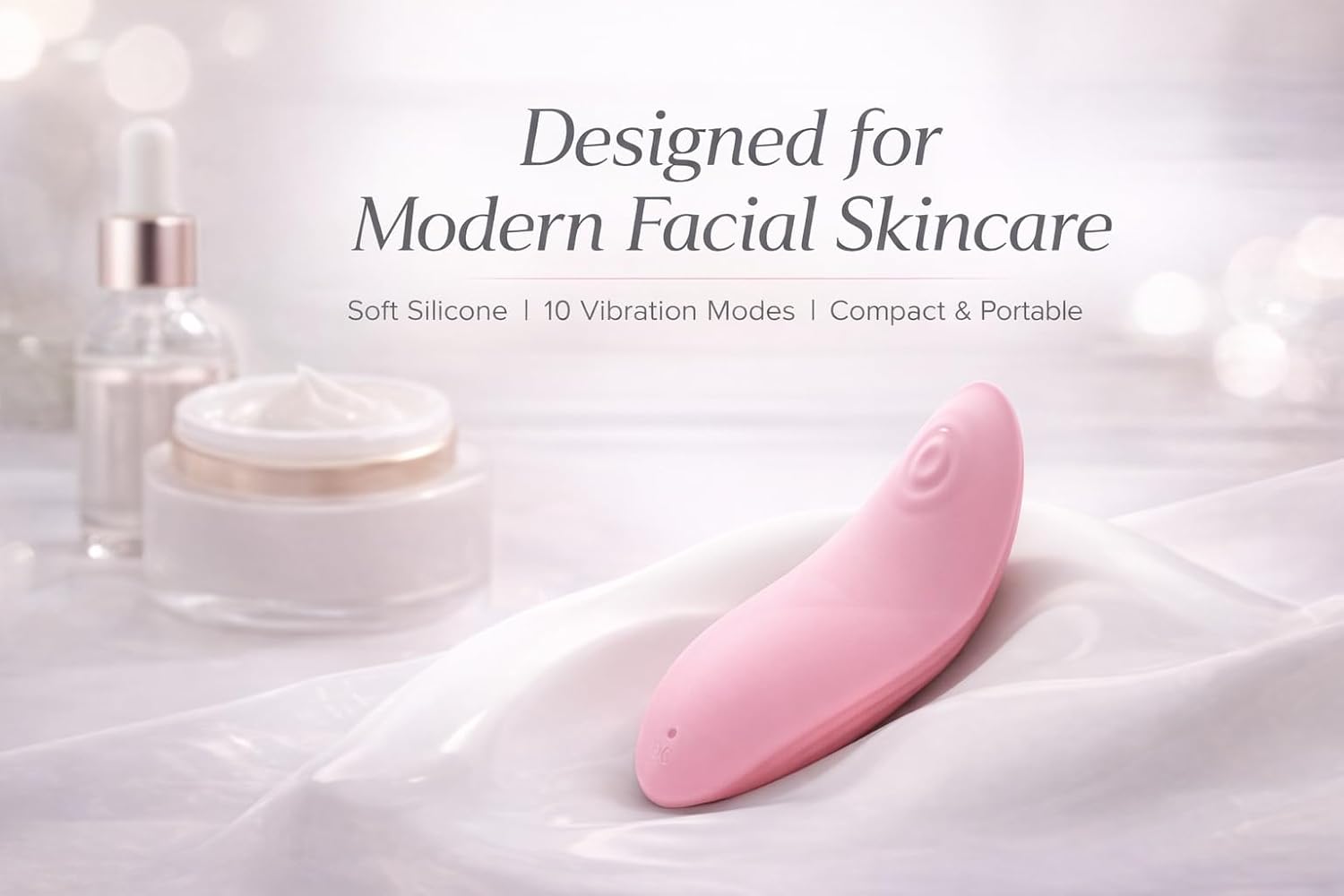 Electric Facial Massager for Skincare, Soft Silicone Face Massager with 10 Vibration Modes, Ergonomic Facial Massage Tool for Face & Jaw Relaxation, Compact Portable Beauty Device