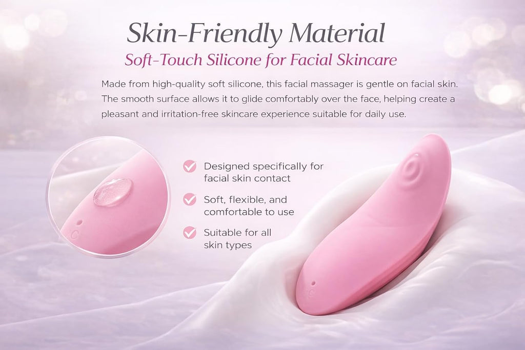 Electric Facial Massager for Skincare, Soft Silicone Face Massager with 10 Vibration Modes, Ergonomic Facial Massage Tool for Face & Jaw Relaxation, Compact Portable Beauty Device