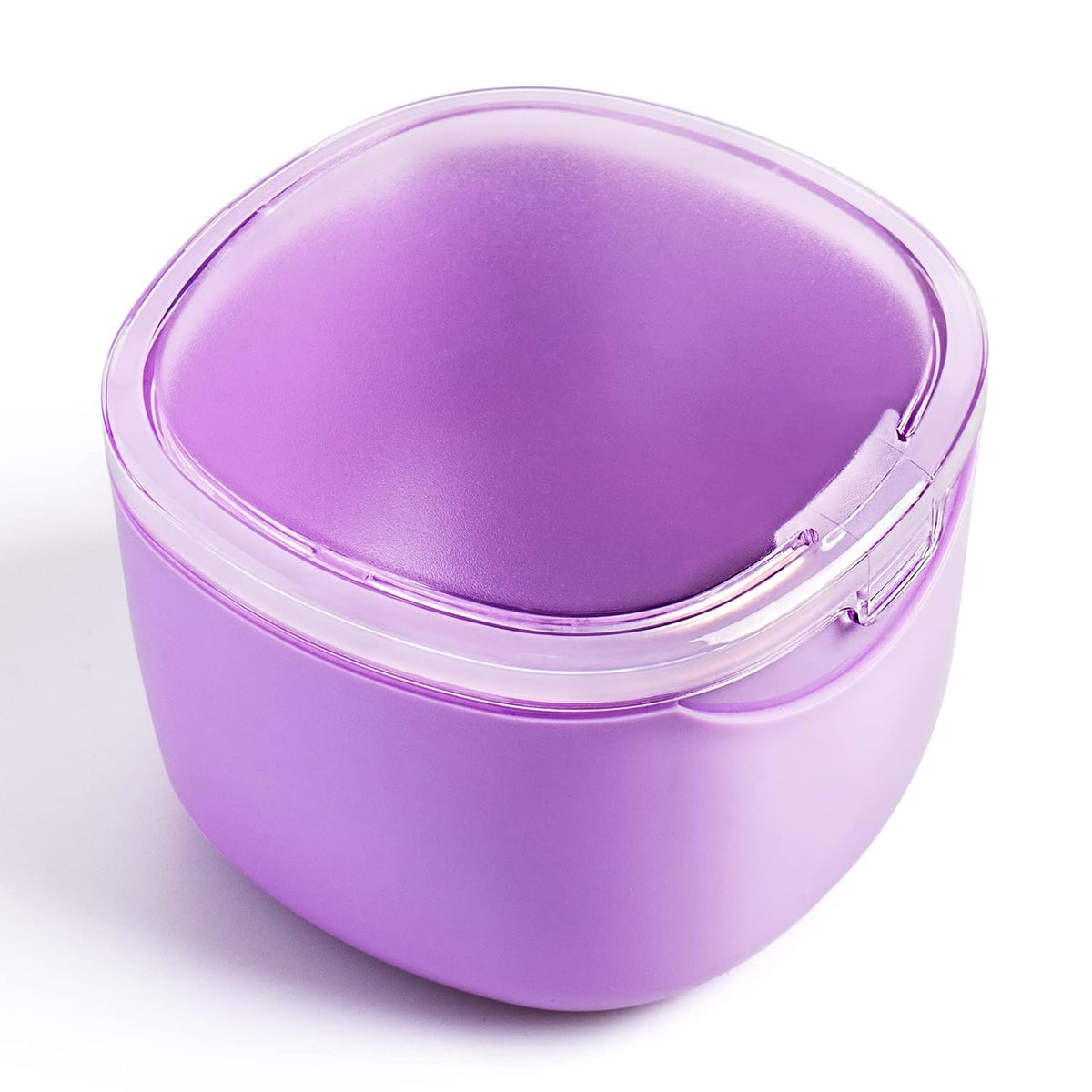 Upgraded Denture Bath Box Cup, No-Leak Denture case,Retainer Cleaning Box, Complete Clean Care for Dentures, Clear Braces, Mouth Guard, Night Guard & Retainers (transparent grey)