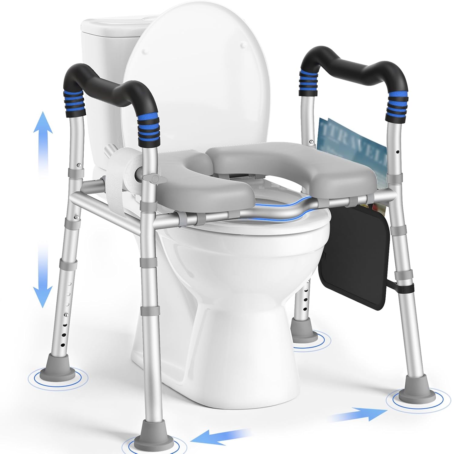 Toilet Seat with Handles for Elderly, 500 lbs Capacity | Adjustable Height & Width, Toilet Seat Risers for Seniors, Handicap & Pregnancy Bathroom Safety, Fits Any Toilet