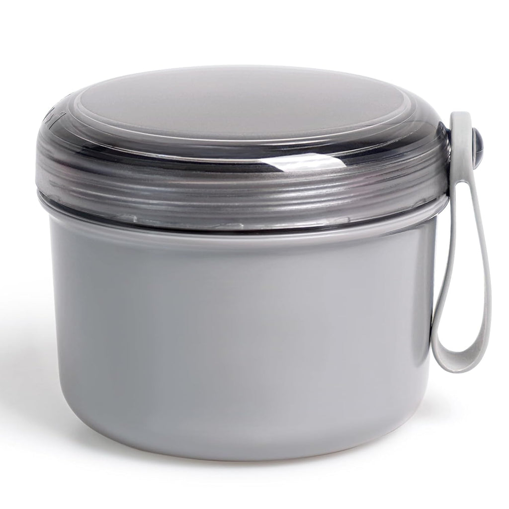 Uouovo Large Denture Bath Cup No Leak Denture Case Retainer Cleaner Case Complete Cleaning Care Denture Clear and Retainer Denture Holder for Soaking (grey)