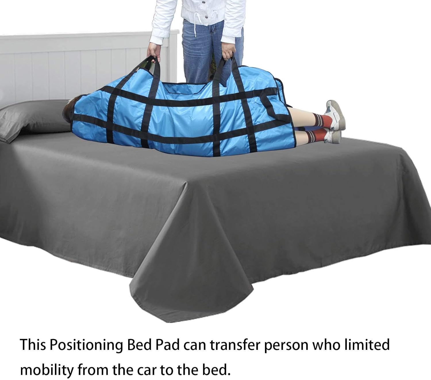 Bed Pad with Handles 48" X 40" Incontinence Mattress Bedding Protector Liner Underpad Straps for Easy Lift & Transfer Reusable Washable Hospital Quality
