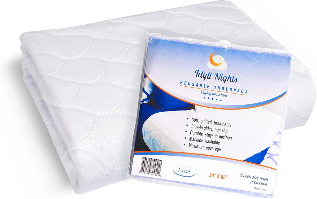 Washable Incontinence Bed Pad 36x60 – Soft, Absorbent & Waterproof Mattress Protector with Tuck-in Sides – Reusable Full/Queen Size Underpads for Kids, Adults, Seniors & Pets