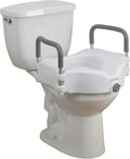 Drive Medical 2-in-1 Raised Toilet Seat with Removable Padded Arms | Raised Toilet Seat Offers Removable Padded Arms and Secure Locking Attachment for Standard Toilets and Safety