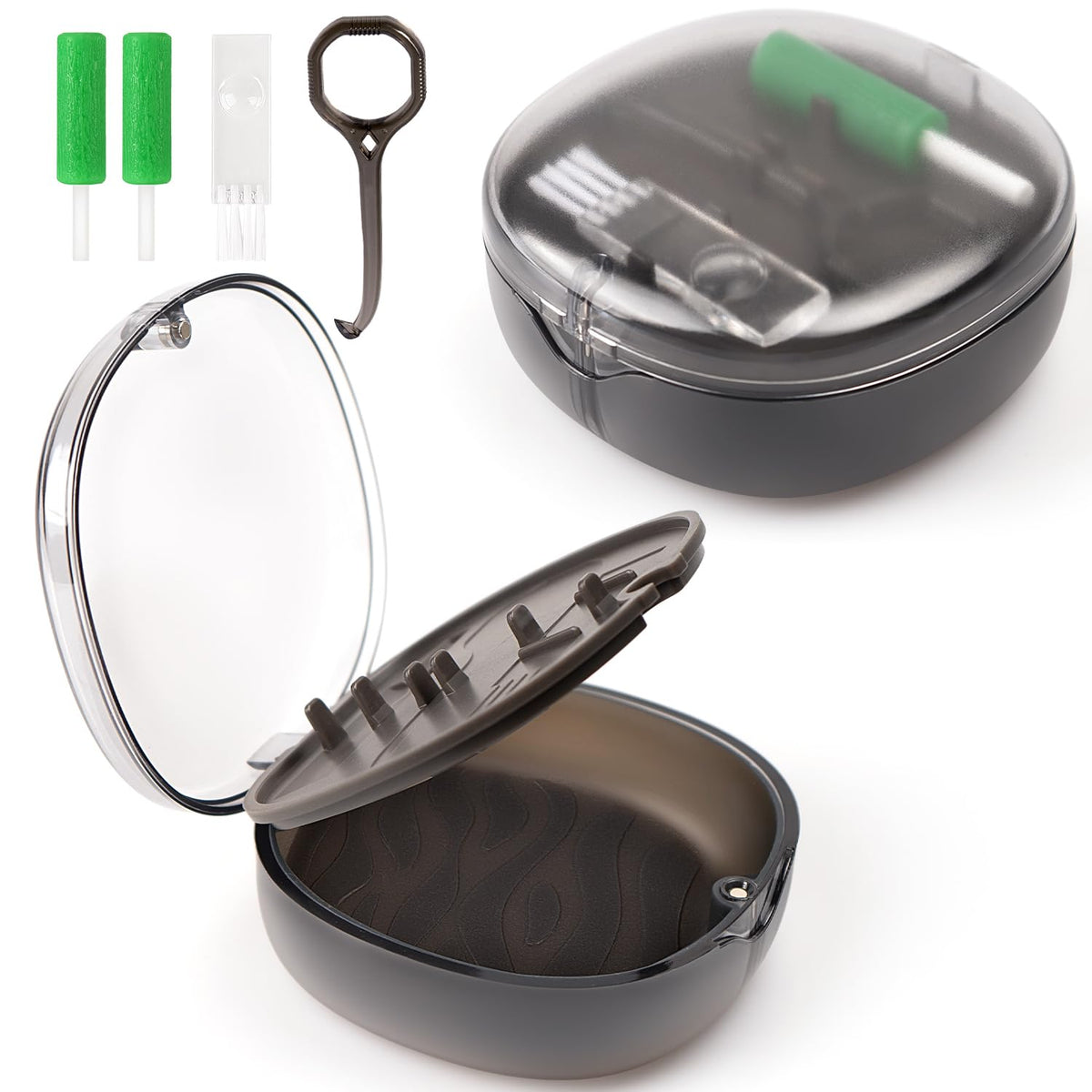 Aligner remover tool, With a Retainer Case with mirror and 2 Aligner Chewies, used for oral care removal and Storage, Compatible with Invisalign(Pink)