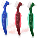 Uouovo Premium Hard Denture Brush Toothbrush, Cleaning Brush, Multi-Layered Bristles & Portable Denture Double Sided Brush, Denture Care(Pack of 3)