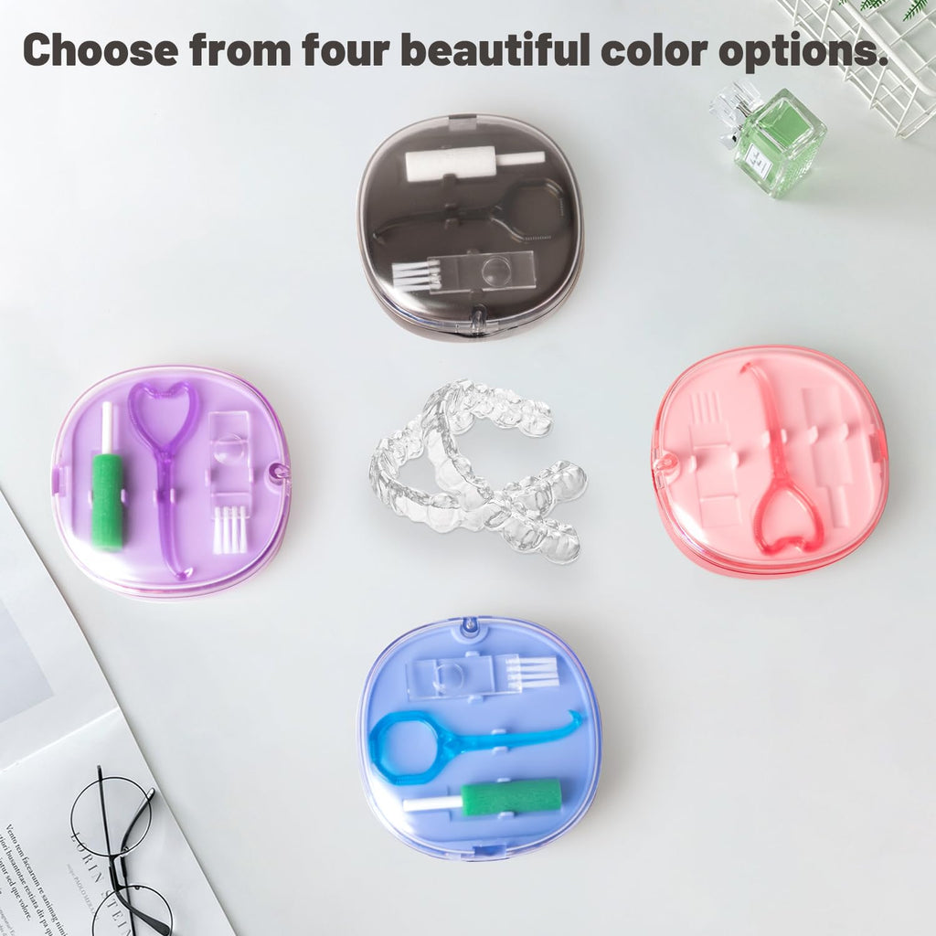 Aligner remover tool, With a Retainer Case with mirror and 2 Aligner Chewies, used for oral care removal and Storage, Compatible with Invisalign(Pink)