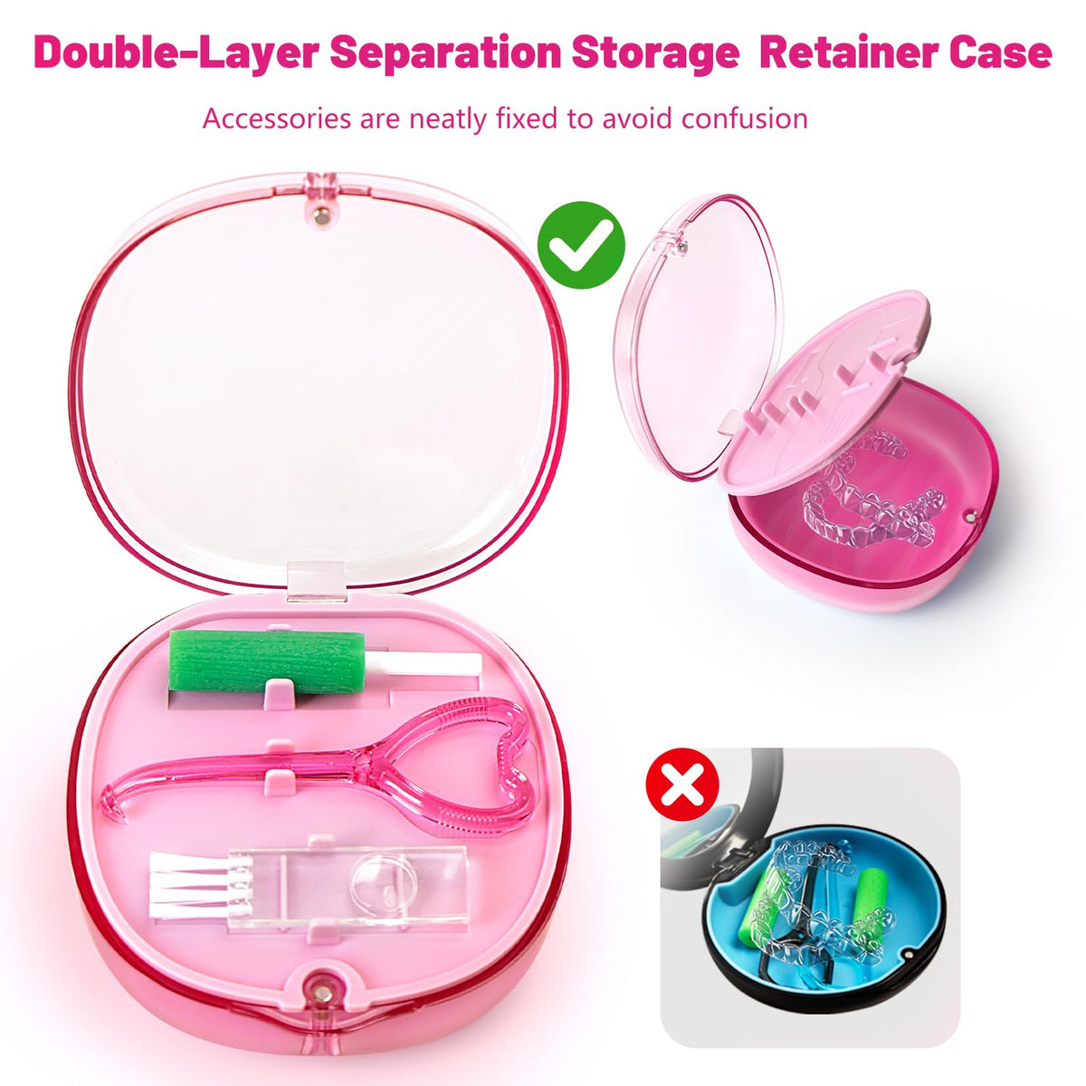 Aligner remover tool, With a Retainer Case with mirror and 2 Aligner Chewies, used for oral care removal and Storage, Compatible with Invisalign(Pink)