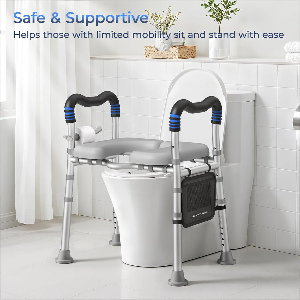 Toilet Seat with Handles for Elderly, 500 lbs Capacity | Adjustable Height & Width, Toilet Seat Risers for Seniors, Handicap & Pregnancy Bathroom Safety, Fits Any Toilet