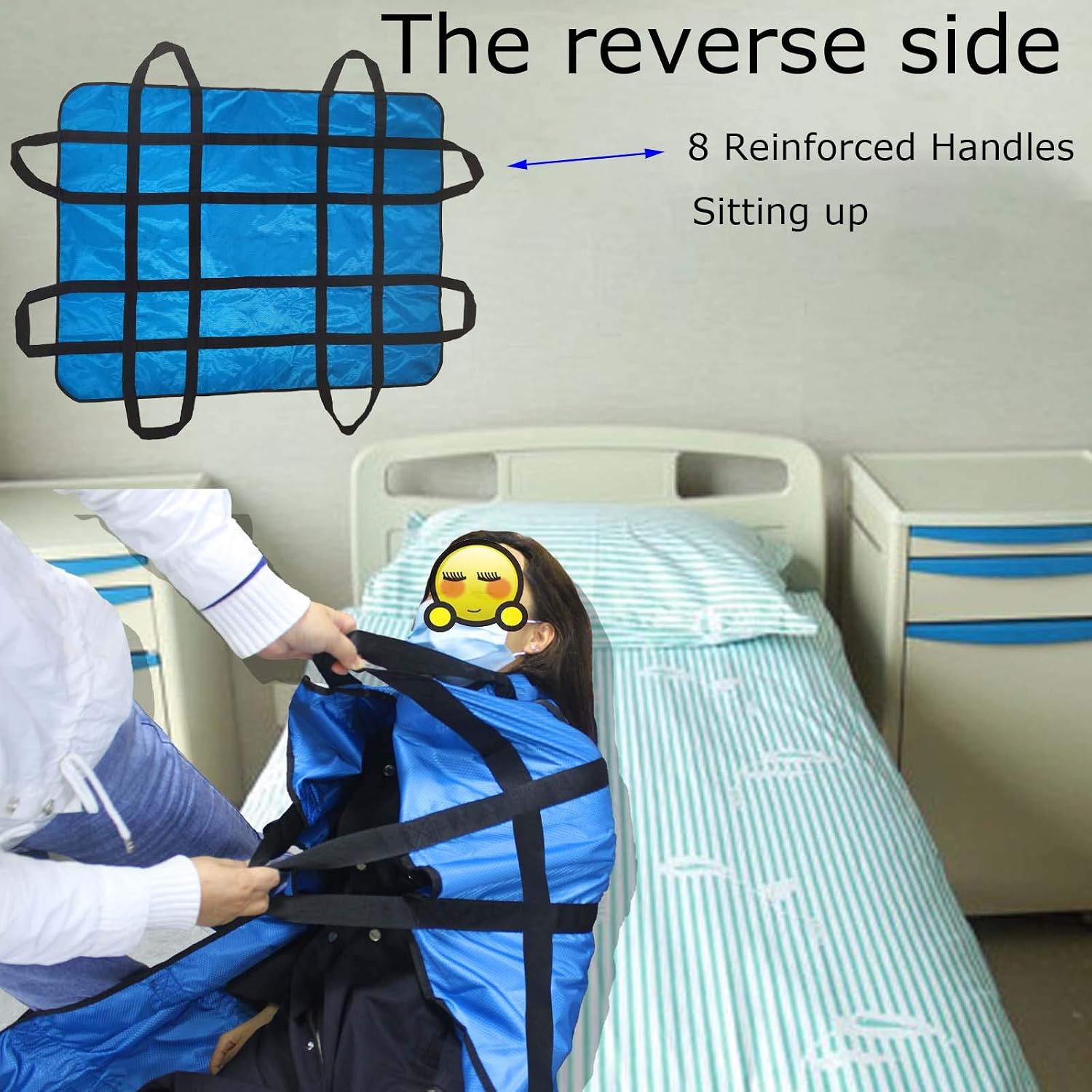 Bed Pad with Handles 48" X 40" Incontinence Mattress Bedding Protector Liner Underpad Straps for Easy Lift & Transfer Reusable Washable Hospital Quality