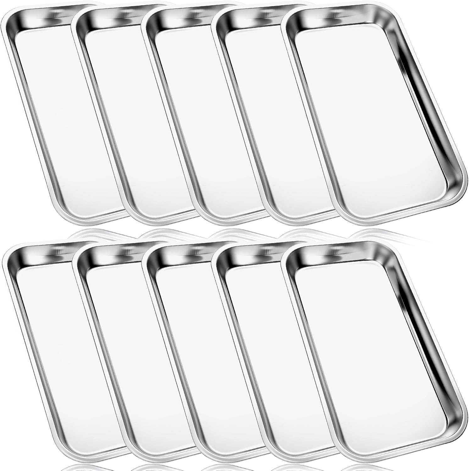 Dental Tray Medical Instruments Tool Trays Lab Metal Trays for Tattoo Bathroom Organizer Kitchen Food, 8.85 x 4.6 x 0.78 Inch