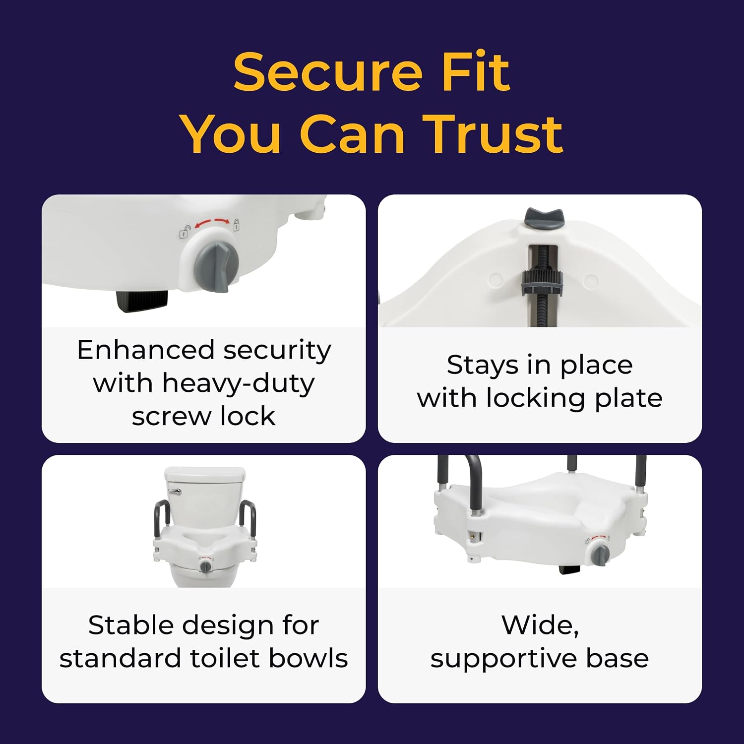 Drive Medical 2-in-1 Raised Toilet Seat with Removable Padded Arms | Raised Toilet Seat Offers Removable Padded Arms and Secure Locking Attachment for Standard Toilets and Safety