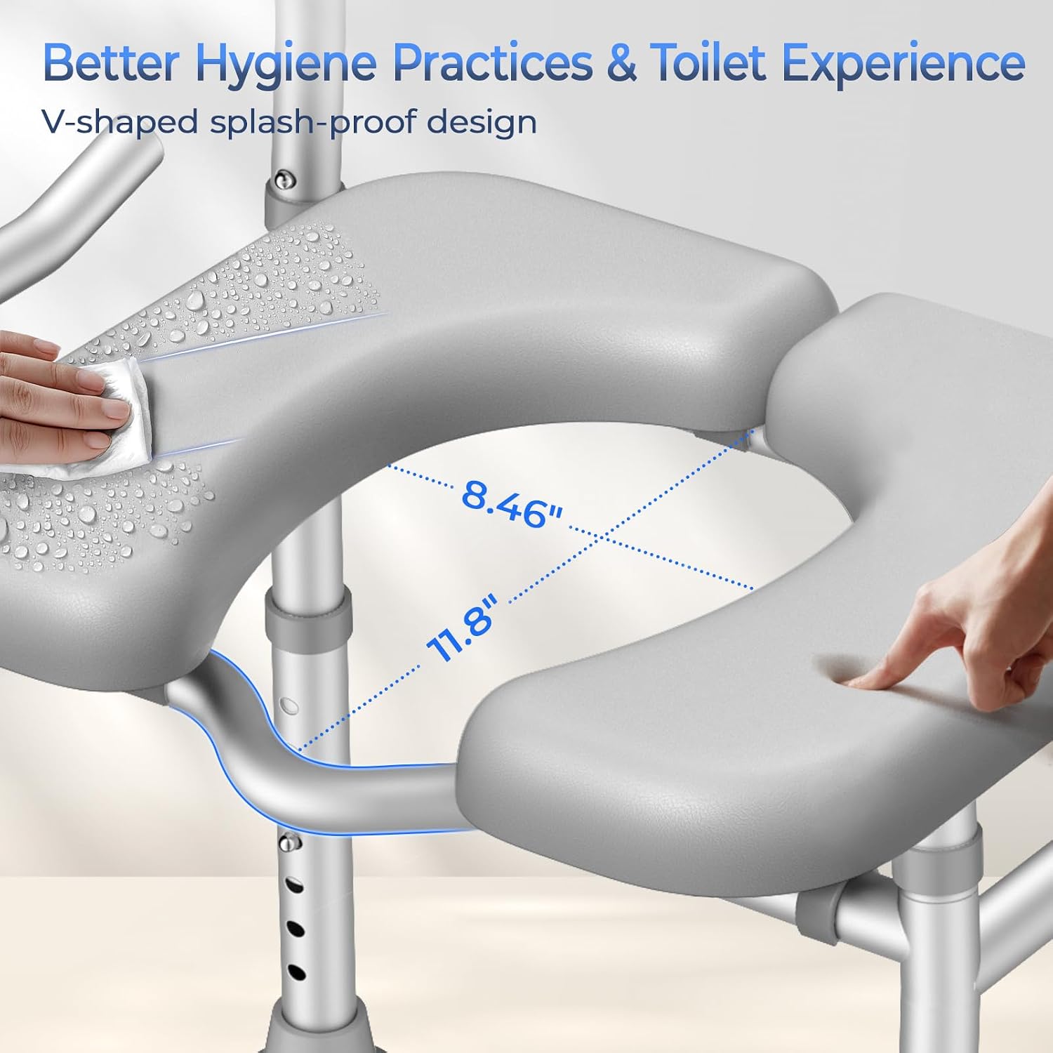 Toilet Seat with Handles for Elderly, 500 lbs Capacity | Adjustable Height & Width, Toilet Seat Risers for Seniors, Handicap & Pregnancy Bathroom Safety, Fits Any Toilet
