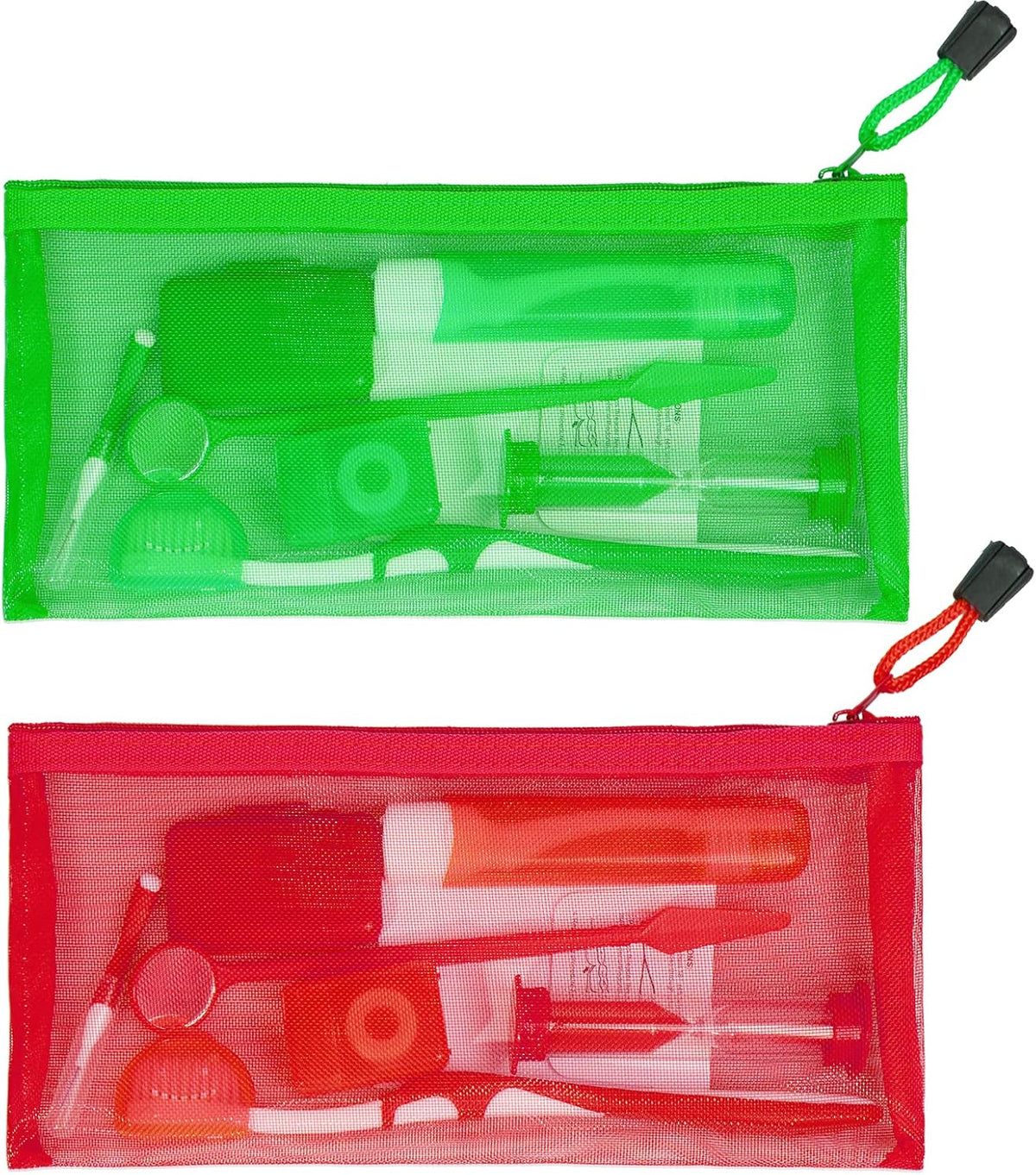 Uouovo Portable Orthodontic Oral Care Kit for Braces -2 Orthodontic Care Set - Dental Braces Kit, Interdental Brush Dental Wax Dental Floss Toothbrush Cleaning Kit(Purple & Blue) (Red_Green)