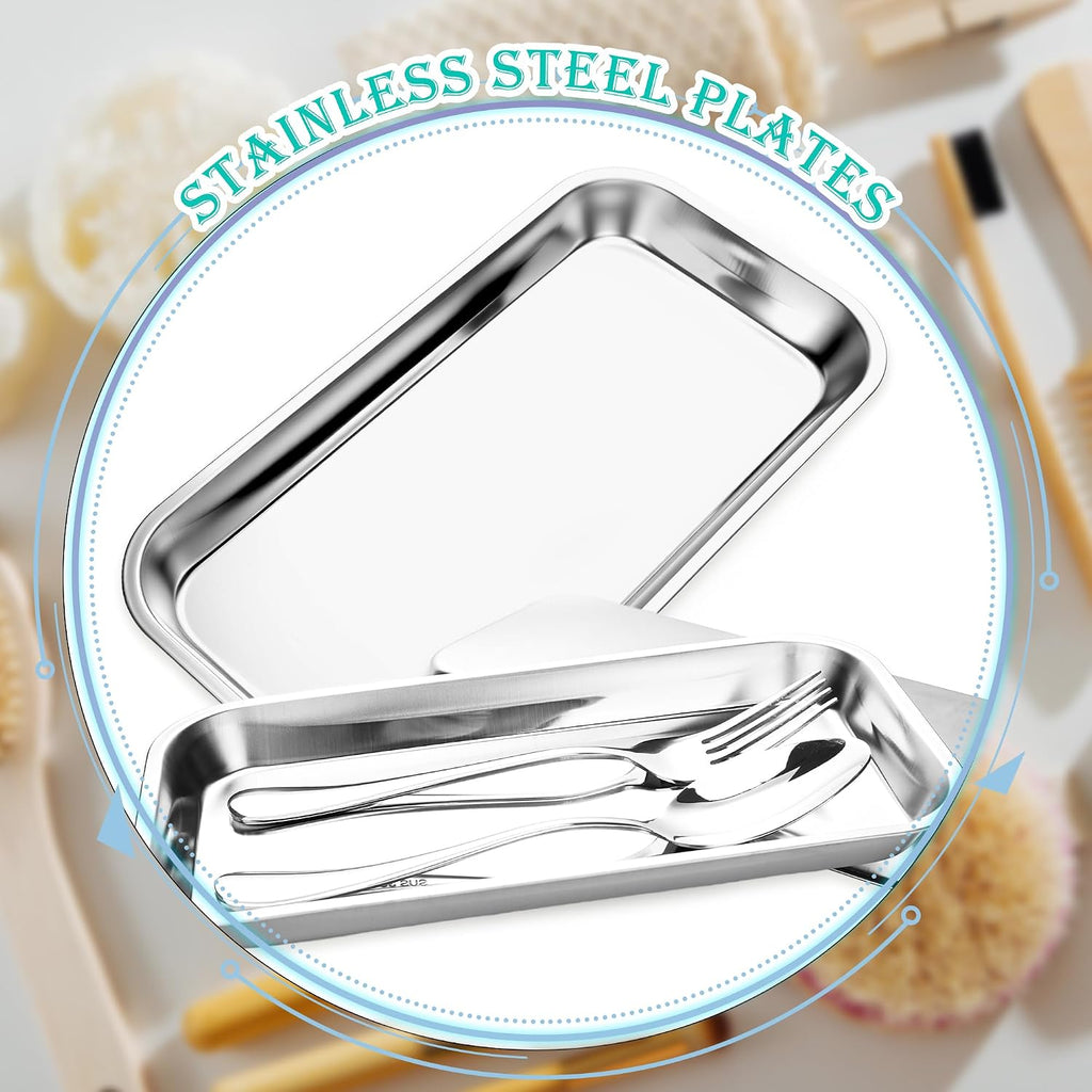 Dental Tray Medical Instruments Tool Trays Lab Metal Trays for Tattoo Bathroom Organizer Kitchen Food, 8.85 x 4.6 x 0.78 Inch
